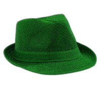 Glittery Finish Soft Green Fabric Fedora Non Light Up