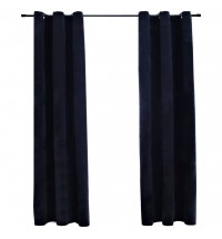 vidaXL Blackout Curtains with Rings 2 pcs Black 37"x84" Velvet