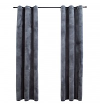 vidaXL Blackout Curtains with Rings 2 pcs Anthracite 37"x95" Velvet