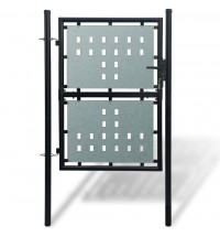 vidaXL Black Single Door Fence Gate 39.4"x68.9"