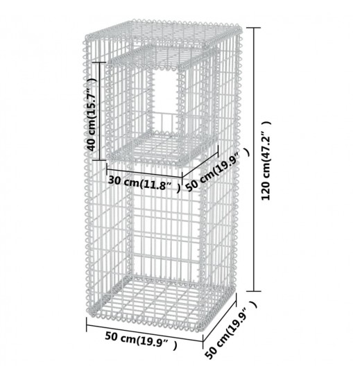 vidaXL Gabion Basket Post/Planter Steel 19.7"x19.7"x47.2" vidaXL Gabion Basket Post/Planter Steel 19.7"x19.7"x47.2"