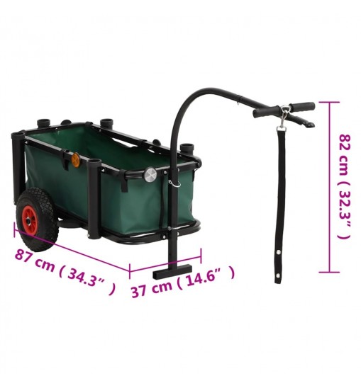 vidaXL Fishing Trolley with Bag Black Steel