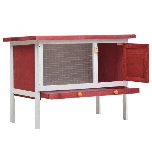 vidaXL Outdoor Rabbit Hutch 1 Layer Red Wood