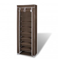 Fabric Shoe Cabinet with Cover 22" x 11" x 64" Brown