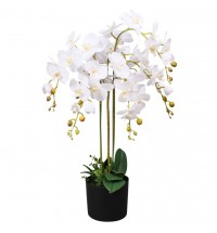 vidaXL Artificial Orchid Plant with Pot 29.5" White