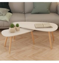 vidaXL Coffee Table Set 2 Pieces Solid Pinewood White