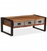vidaXL Coffee Table with 3 Drawers Solid Reclaimed Wood 39.4"x19.7"x13.8"