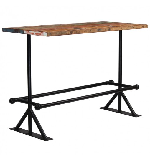 vidaXL Bar Table Solid Reclaimed Wood Multicolor 59.1"x27.6"x42.1"