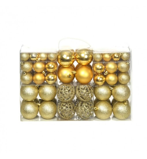 vidaXL 100 Piece Christmas Ball Set 1.2"/1.6"/2.4" Gold