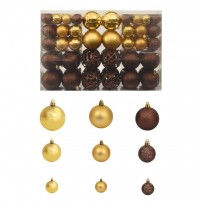 vidaXL 100 Piece Christmas Ball Set 1.2"/1.6"/2.4" Brown/Bronze/Gold