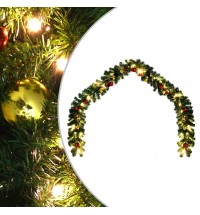 vidaXL Christmas Garland Decorated with Baubles and LED Lights 787.4"