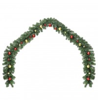 vidaXL Christmas Garland Decorated with Baubles and LED Lights 787.4"