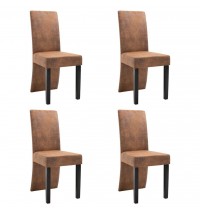 vidaXL Dining Chairs 4 pcs Brown Faux Suede Leather