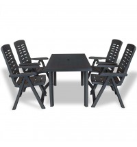 vidaXL 5 Piece Patio Dining Set Plastic Anthracite