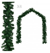 vidaXL Christmas Garlands 4 pcs Green 106.3" PVC