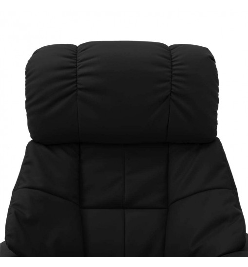 vidaXL Massage Recliner with Ottoman Black Faux Leather and Bentwood