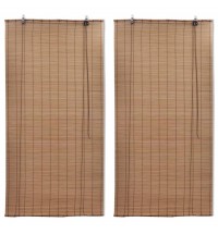 vidaXL Bamboo Roller Blinds 2 pcs Brown 47.2" x 86.8"