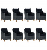 vidaXL 9 Piece Patio Dining Set with Cushions Poly Rattan Dark Gray