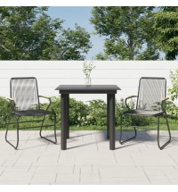 vidaXL 3 Piece Patio Dining Set Black PVC Rattan