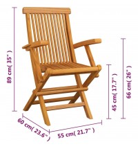 vidaXL Folding Patio Chairs 4 pcs Solid Teak Wood