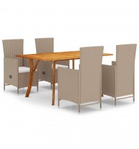 vidaXL 5 Piece Patio Dining Set Beige