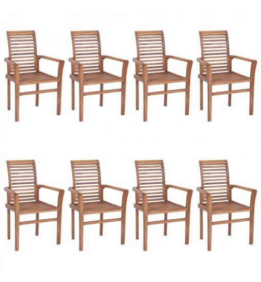 vidaXL Dining Chairs 8 pcs with Taupe Cushions Solid Teak Wood