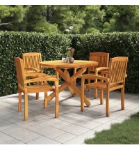 vidaXL 5 Piece Patio Dining Set Solid Wood Teak