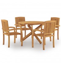vidaXL 5 Piece Patio Dining Set Solid Wood Teak