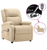 vidaXL Massage Recliner Cream Fabric