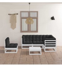 vidaXL 6 Piece Patio Lounge Set with Cushions Solid Wood Pine