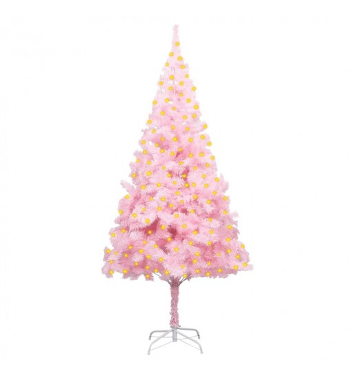 vidaXL Artificial Christmas Tree with LEDs&Stand Pink 82.7" PVC