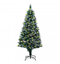 vidaXL Artificial Christmas Tree LEDs&Pine Cones&White Snow 70.9"