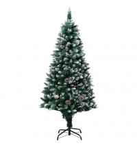 vidaXL Artificial Christmas Tree LEDs&Pine Cones&White Snow 70.9"