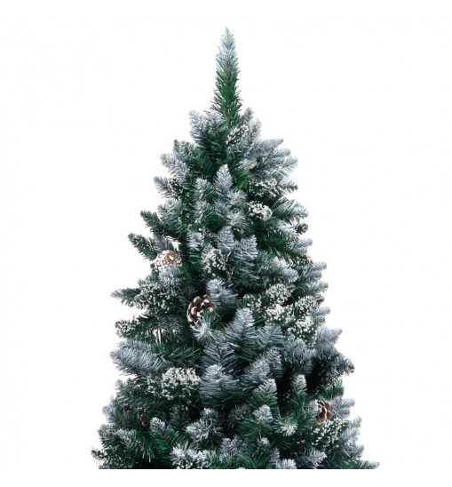 vidaXL Artificial Christmas Tree LEDs&Pine Cones&White Snow 70.9"