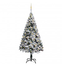 vidaXL Artificial Christmas Tree with LEDs&Ball Set Green 94.5" PVC