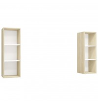 vidaXL Wall-mounted TV Stands 2 pcs White and Sonoma Oak Engineered Wood