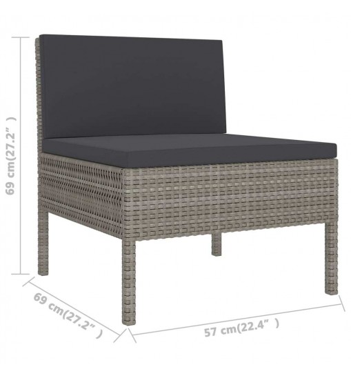 vidaXL 12 Piece Patio Lounge Set with Cushions Poly Rattan Gray
