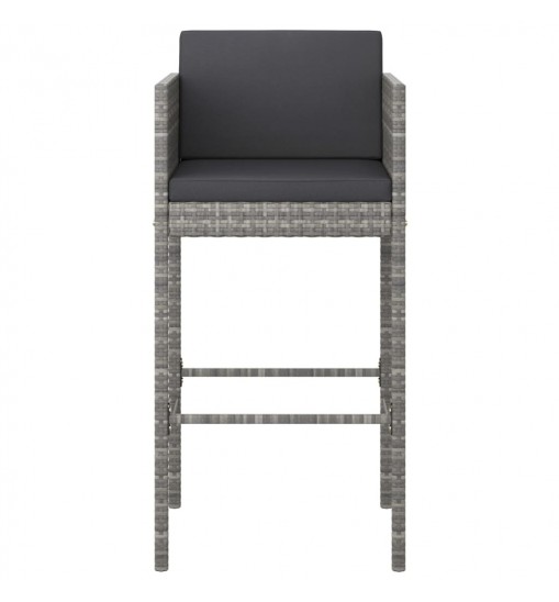 vidaXL 3 Piece Patio Bar Set with Cushions Poly Rattan Gray