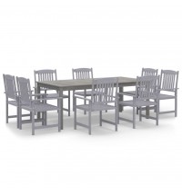 vidaXL 9 Piece Patio Dining Set Solid Wood Acacia Gray
