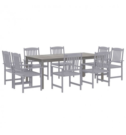 vidaXL 9 Piece Patio Dining Set Solid Wood Acacia Gray