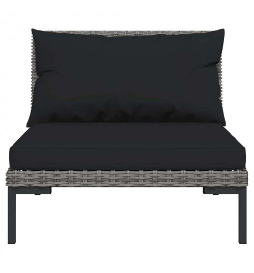 vidaXL 11 Piece Patio Lounge Set with Cushions Poly Rattan Dark Gray
