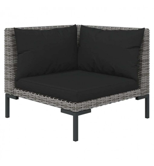 vidaXL 11 Piece Patio Lounge Set with Cushions Poly Rattan Dark Gray