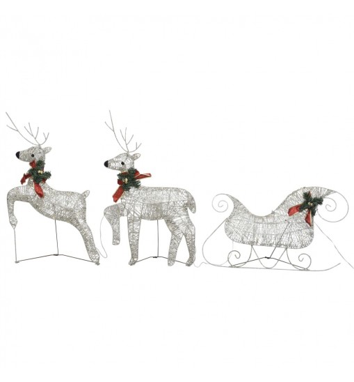 vidaXL Reindeer & Sleigh Christmas Decoration 100 LEDs Outdoor Gold