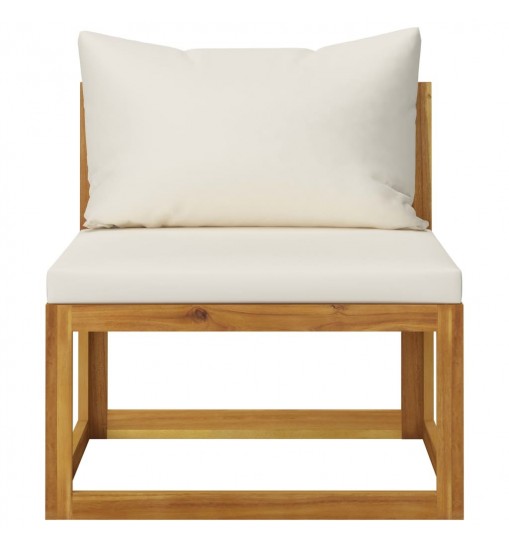vidaXL 2 Piece Sofa Set with Cream White Cushions Solid Acacia Wood