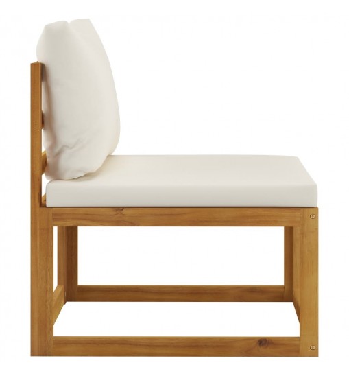 vidaXL 2 Piece Sofa Set with Cream White Cushions Solid Acacia Wood