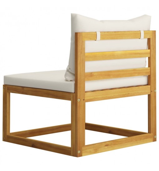 vidaXL 2 Piece Sofa Set with Cream White Cushions Solid Acacia Wood