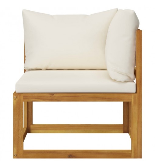 vidaXL 2 Piece Sofa Set with Cream White Cushions Solid Acacia Wood