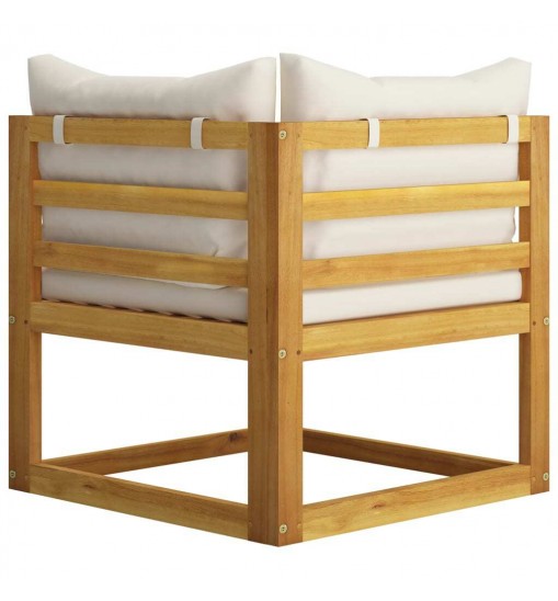 vidaXL 2 Piece Sofa Set with Cream White Cushions Solid Acacia Wood