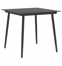 vidaXL Patio Dining Table Black 31.5"x31.5"x29.1" Steel and Glass