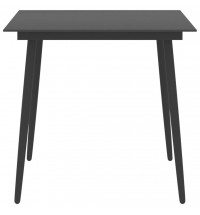 vidaXL Patio Dining Table Black 31.5"x31.5"x29.1" Steel and Glass